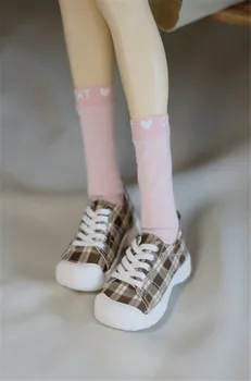 Обувки за кукли BJD подходящ за размера на 1/4 чичо, универсална ежедневни обувки с мека подметка в клетката, аксесоари за кукли