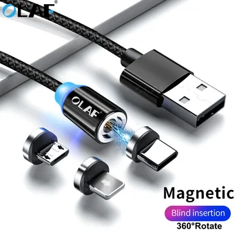 ОЛАФ 1 м 2 м Магнитен Кабел Micro USB кабели За Xiaomi Huawei Samsung S9 USB Type C USB Кабел C Магнитно Зарядно Устройство За iPhone X 8 7