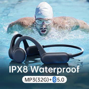 Оригинални безжични слушалки за гмуркане с костна проводимост Bluetooth IPX8 Водоустойчиви слушалки с 32G RAM Mp3 Музикален микрофон