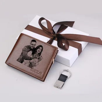 Персонални портмоне със снимки за мъже, подарък за него, баща, съпруг, мъже, гадже, индивидуален държач за карти с надпис, в чантата, портфейла