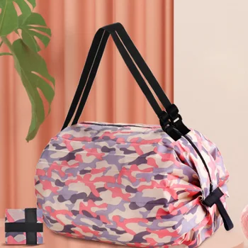 Сгъваема пазарска чанта за еднократна употреба, розова водоустойчива чанта от плат Оксфорд, пътна плажна чанта с голям капацитет, преносимо съхранение на продукти в супермаркета