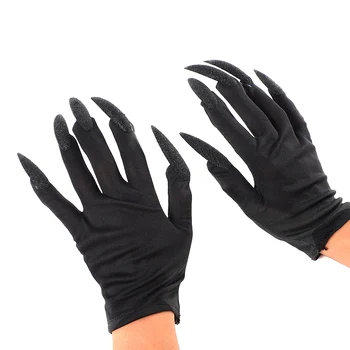 Страхотни ръкавици за Хелоуин, илюзорен нокът, къси ръкавици, модерни черни дълги нокти, забавни ръкавици за cosplay на Хелоуин аксесоари