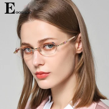 Титановая рамки за очила по рецепта прогресивно цвят, очила с диамантена тапицерия Opticos Gafas, очила диамантена рамка, дамски слънчеви очила в рамки