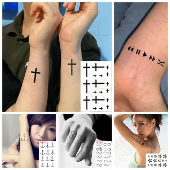 Фалшива татуировка с пренасяне на вода, малка филипс татуировка зад ухото на пръста, боди арт, водоустойчив временни стикери-татуировки за жени и мъже