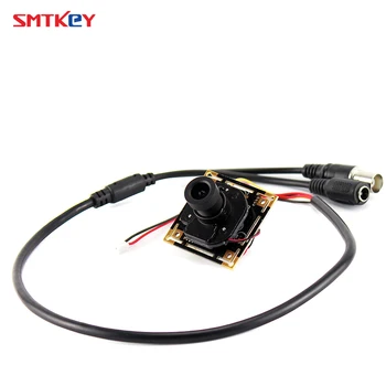 Цветна мини камера за видео наблюдение SMTKEY 1000TVL или 700tvl CMOS, с обектив 3.6 мм и кабели