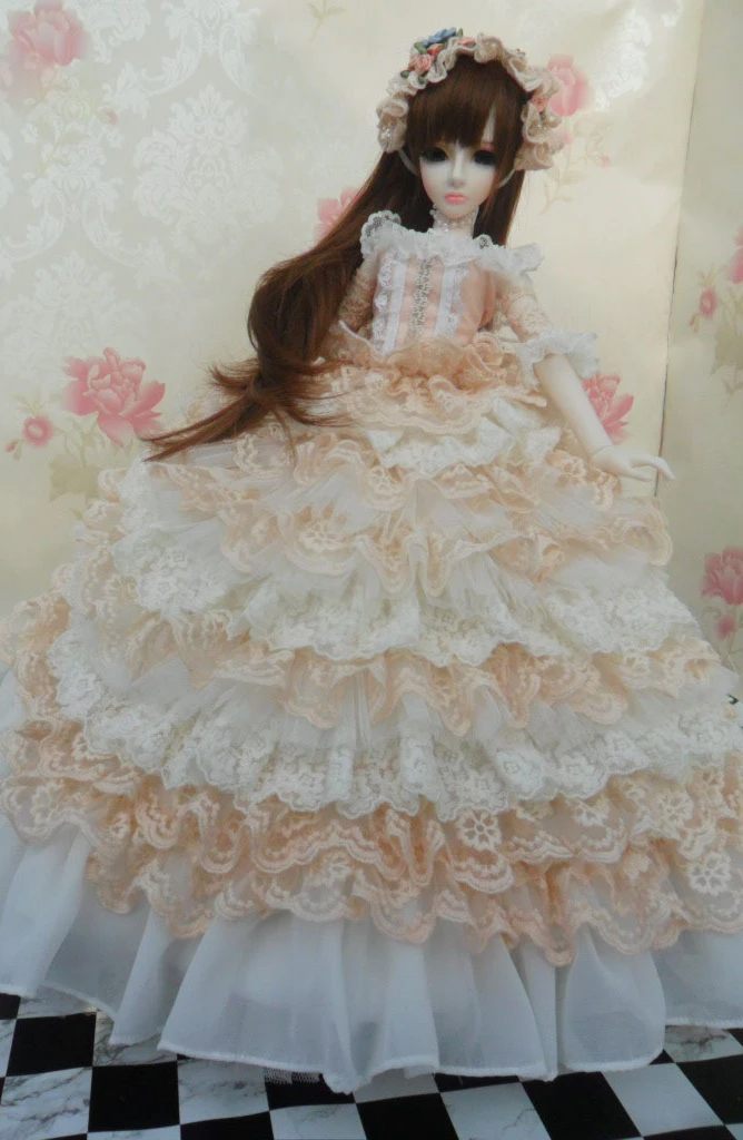 D04-B091 детска играчка ръчна изработка 1/3 1/4 кукла Biggirl BJD/SD Аксесоари за кукли Рокля бяло-розова рокля 1 костюм5