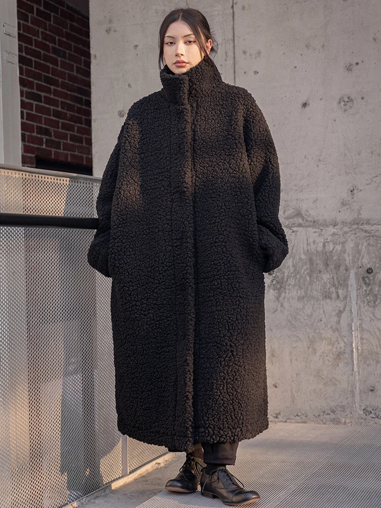 Шик однобортные палта за жени с яка-багажник, дълъг ръкав, джоб в стил мозайка, темпераментное палто, женски модерен стил3