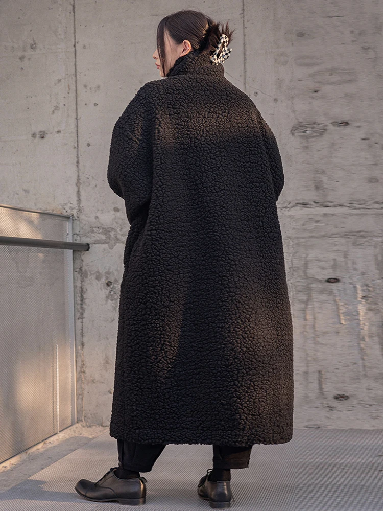 Шик однобортные палта за жени с яка-багажник, дълъг ръкав, джоб в стил мозайка, темпераментное палто, женски модерен стил5