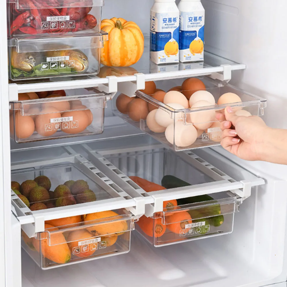Органайзер за хладилник, рафтове за съхранение, срок на годност с фризер, чекмеджето за съхранение в хладилник, разделительный контейнер за съхранение на храна0