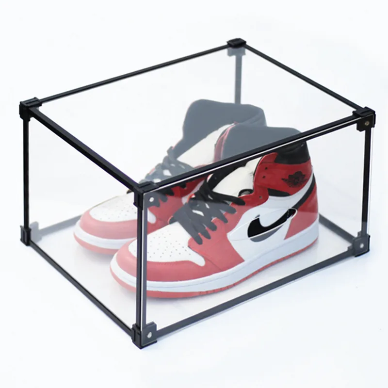 Разкриваща се Отстрани Акрилна Прозрачна Кутия За съхранение на Маратонки С Наслагване на Монтаж Прахоустойчив Шкаф за обувки Колекция Дисплеи ZH2390