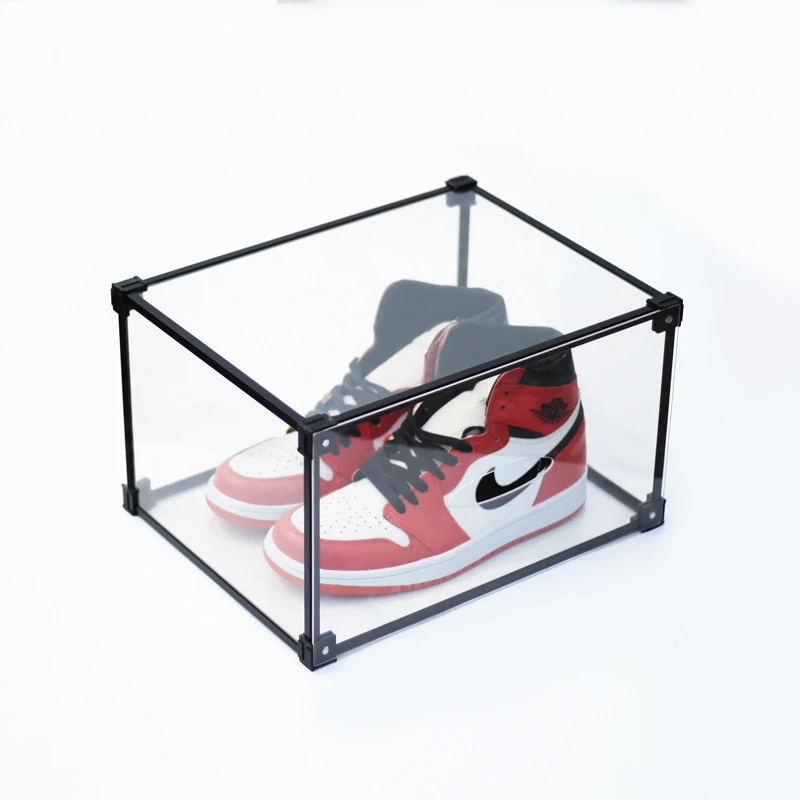 Разкриваща се Отстрани Акрилна Прозрачна Кутия За съхранение на Маратонки С Наслагване на Монтаж Прахоустойчив Шкаф за обувки Колекция Дисплеи ZH2395
