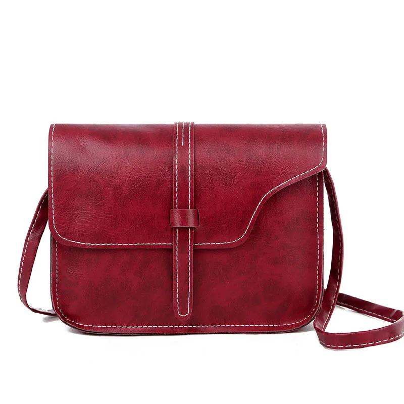 Дамски чанта през рамо, однотонная и проста реколта квадратна чанта-прашка, чанта за съвсем малък2