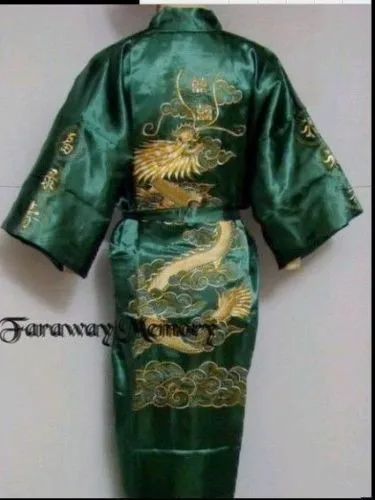 Халат за баня, мъжко кимоно с бродерия на дракона в китайския стил, нощно рокля, дълга нощница, нощна риза, жилетка, халат за баня, домашни дрехи с V-образно деколте3