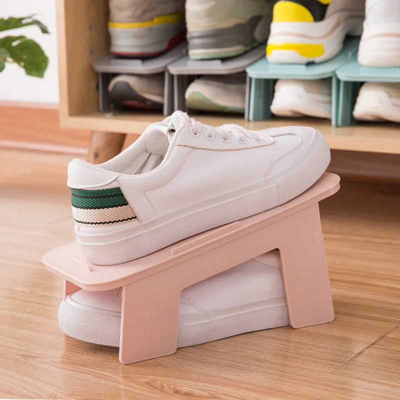 Подвижна Прост Рафтове За Обувки Творчески Багажник-Органайзер за Съхранение на Обувки Домакински Двуслойни за Обувки шкаф2