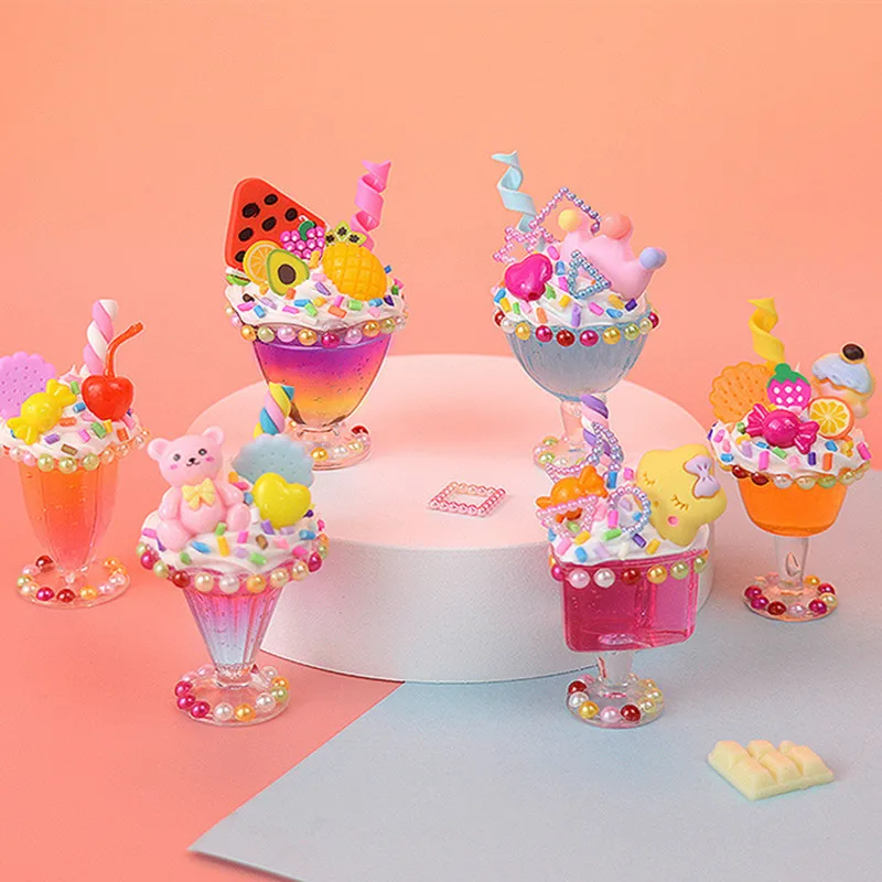 Детски мини-чаша за сладолед, комплекти материали за десерт крем ръчна изработка, лепило, играчки за бродерия, подаръци за момичета0