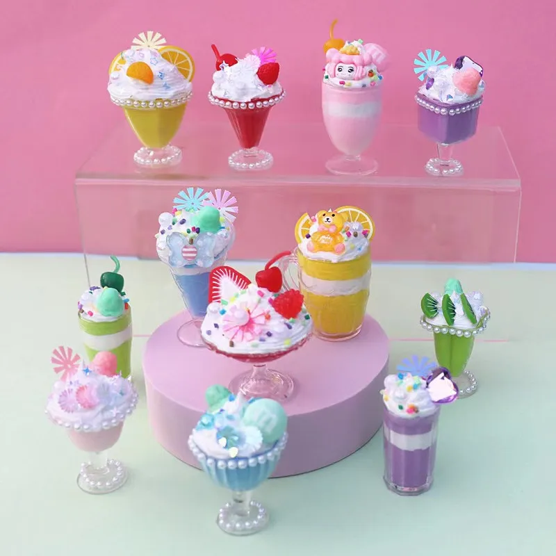 Детски мини-чаша за сладолед, комплекти материали за десерт крем ръчна изработка, лепило, играчки за бродерия, подаръци за момичета5