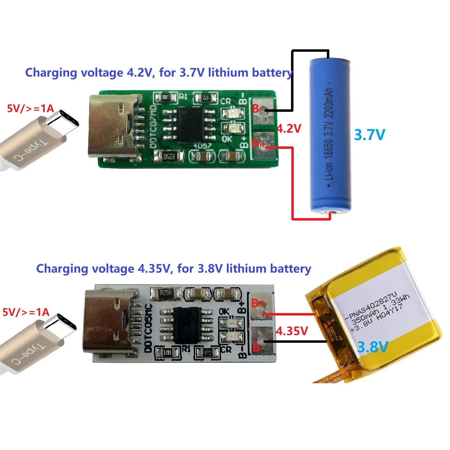 1S Type 1A-C от 5 до 4,2 В 4,35 В Което Литиево-Ионное Зарядно устройство LiPo-полимер за 3,7 На 3,8 В 18650 Литиево-йонна батерия с led индикатор2