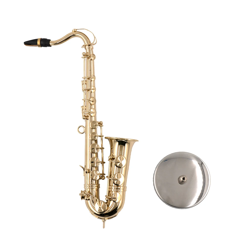 Умален модел на меден тенор-саксофон с поддръжка, мини музикален инструмент, куклена къща ob11, аксесоари за фигурки 1/64