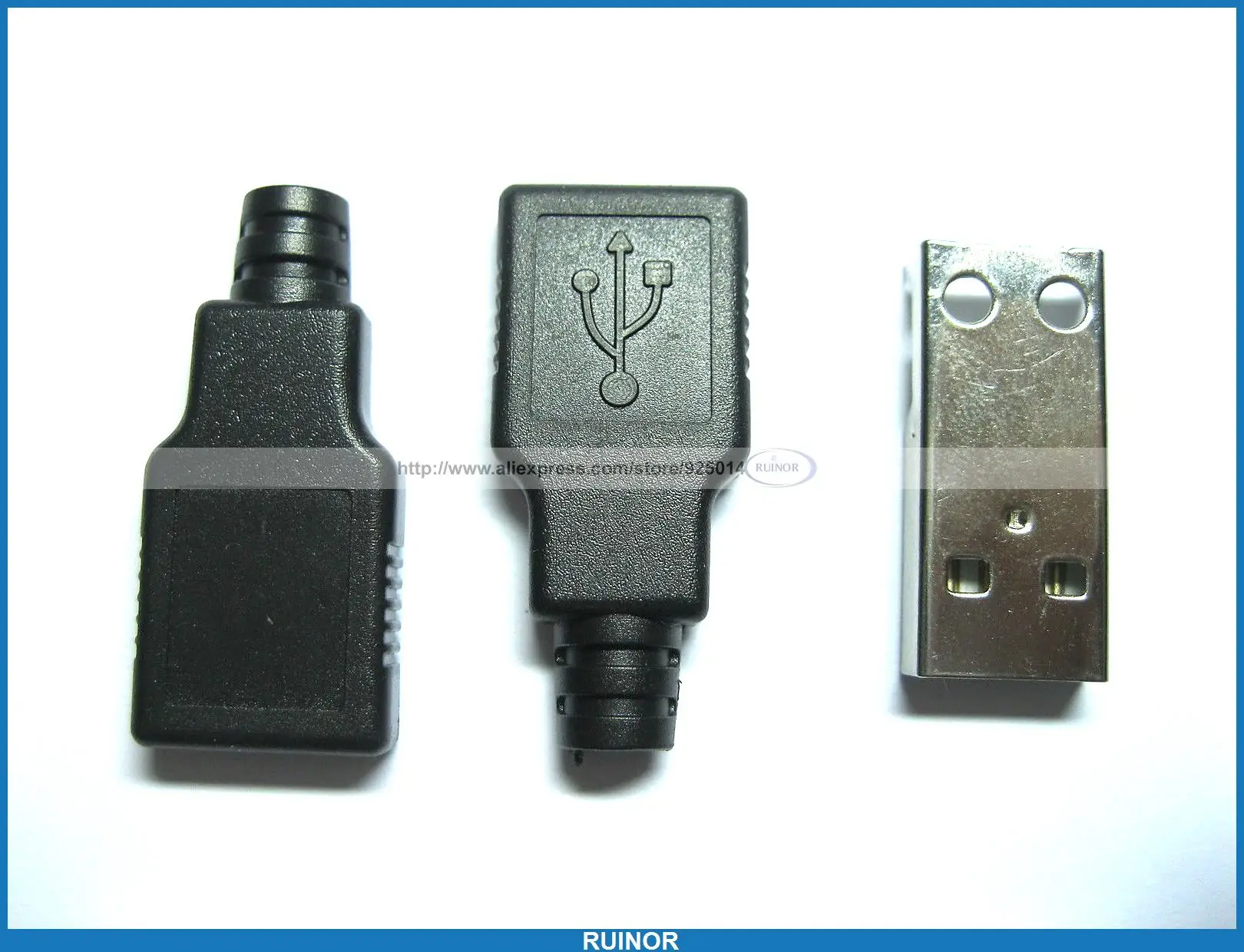Спойка 200 бр./м 3 бр 4-пинов USB-штекерный конектор, черен пластмасов капак1