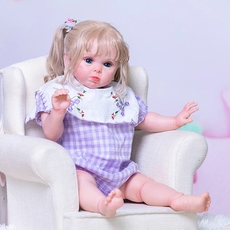 60 см Реалното 3D изображение на кожата и многопластова живопис видими вени Благородна кукла-Реборн момиче Аделаида с прави крака0