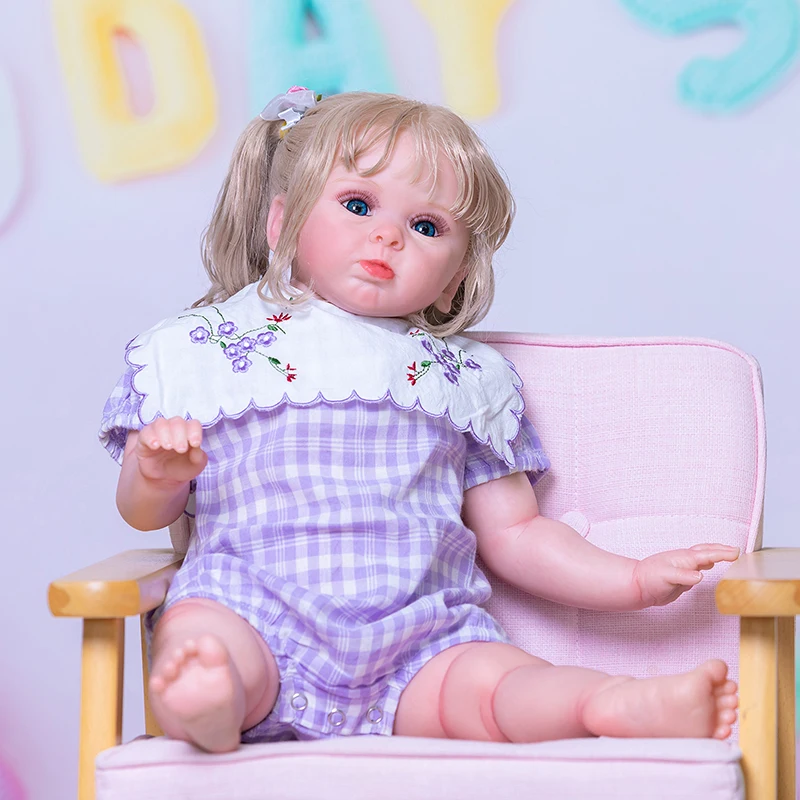 60 см Реалното 3D изображение на кожата и многопластова живопис видими вени Благородна кукла-Реборн момиче Аделаида с прави крака5