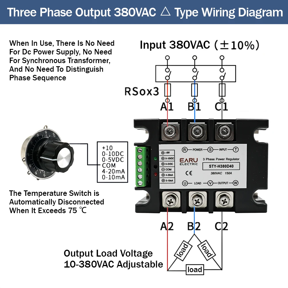 Трифазни модул за регулиране на напрежението на променлив ток, регулатор на мощността, тиристор 380 В, твердотельное реле с възможност за регулиране на яркостта 25A-400A, потенциометър за управление на3
