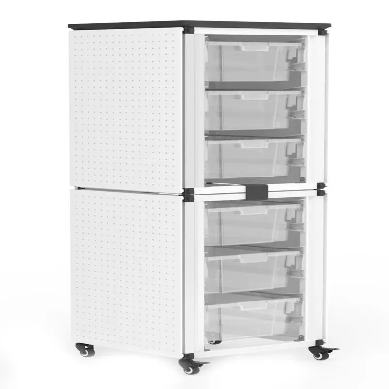 Луксозен и елегантен двустепенна шкаф за съхранение с 6 големи прозрачни чекмеджета - идеалното решение за перфектната организация на обстановката в класната стая1