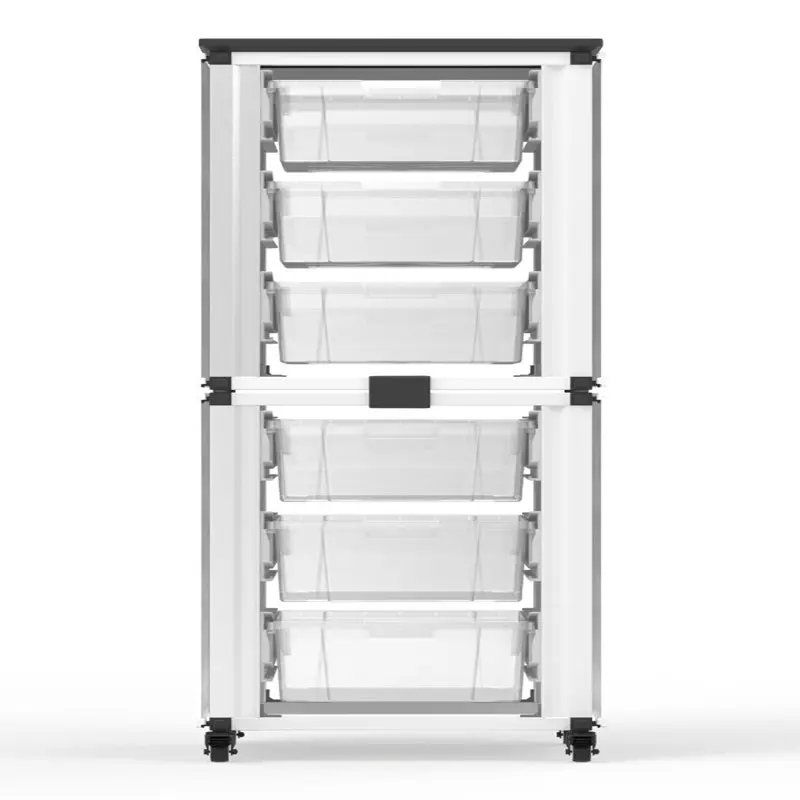 Луксозен и елегантен двустепенна шкаф за съхранение с 6 големи прозрачни чекмеджета - идеалното решение за перфектната организация на обстановката в класната стая2