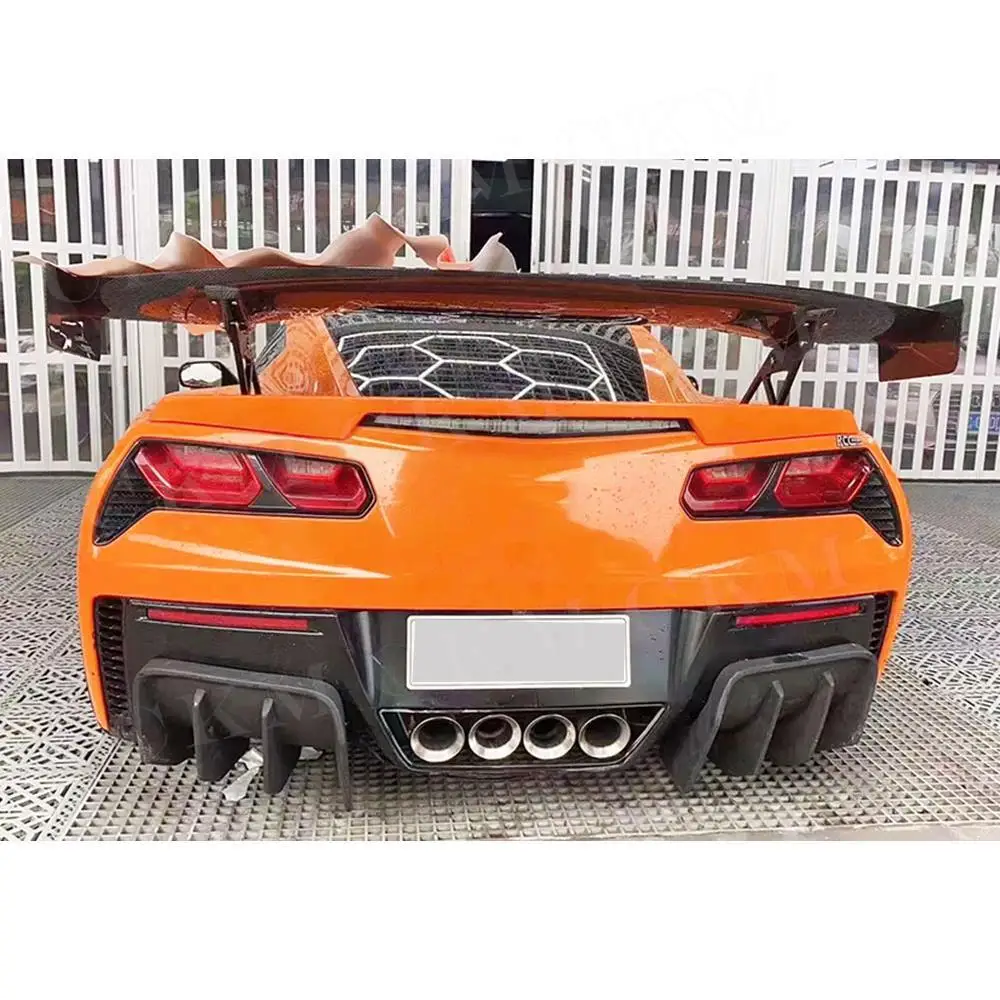 Дифузер на задната броня от въглеродни влакна, сплитери задна броня, заден спойлер за Chevrolet Corvette C7 2014-2017, автомобилни аксесоари5