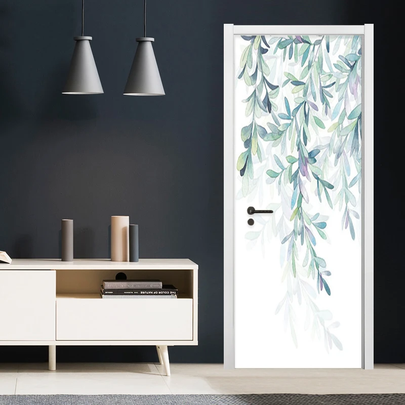 Модерни прости тапети в скандинавски стил с листа, 3D стикер на вратата хол, спалня, творческото начало декор, стенописи Papel De Parede3