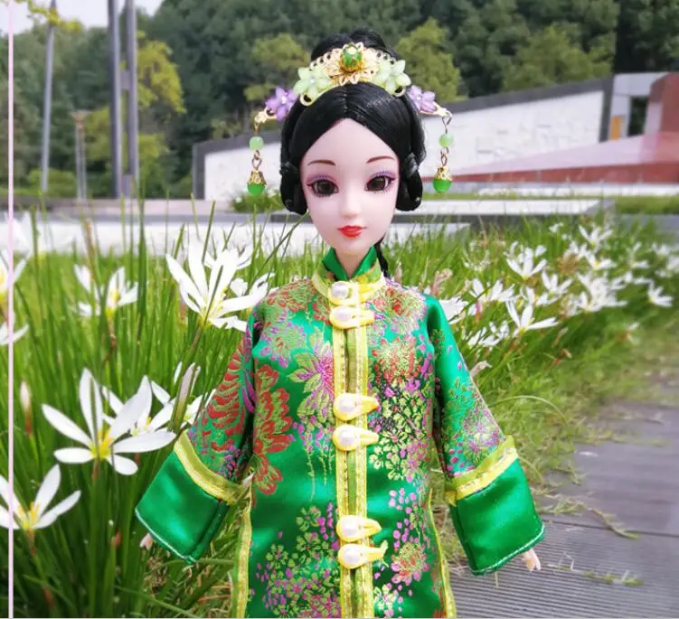 12 подвижни стави, 3D очите, китайски кукла, играчки, аксесоари, дрехи, етническа кукла принцеса в китайския ретро стил с рокля zl1352