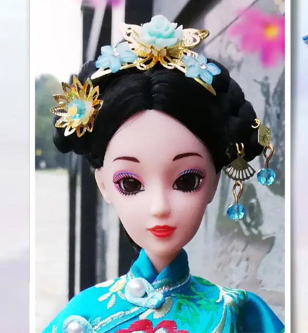 12 подвижни стави, 3D очите, китайски кукла, играчки, аксесоари, дрехи, етническа кукла принцеса в китайския ретро стил с рокля zl1353
