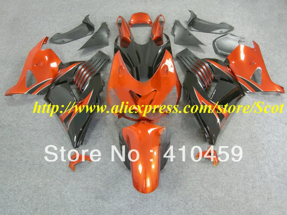 Най-продаваният оранжево-черен комплект обтекателей за KAWASAKI Ninja ZX14R 06 07 ZX-14R 2006 2007 ZX-14R 06-07 2006-20070